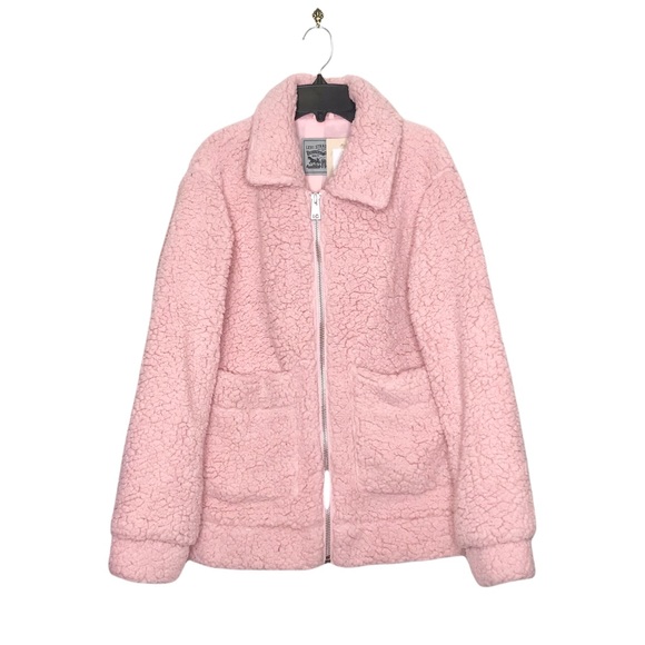 Levi's Oversized Sherpa Bomber Jacket Pink Small - Picture 5 of 9